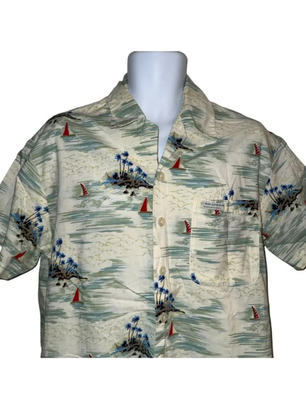 VTG Bubba Gump Button Front Shirt Mens S Hawaiian Lt Dans Aloha Gear Vacation - Picture 2 of 7